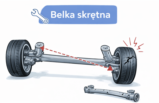 Belka skrętna zawieszenia tylnego – budowa i wpływ na geometrię kół