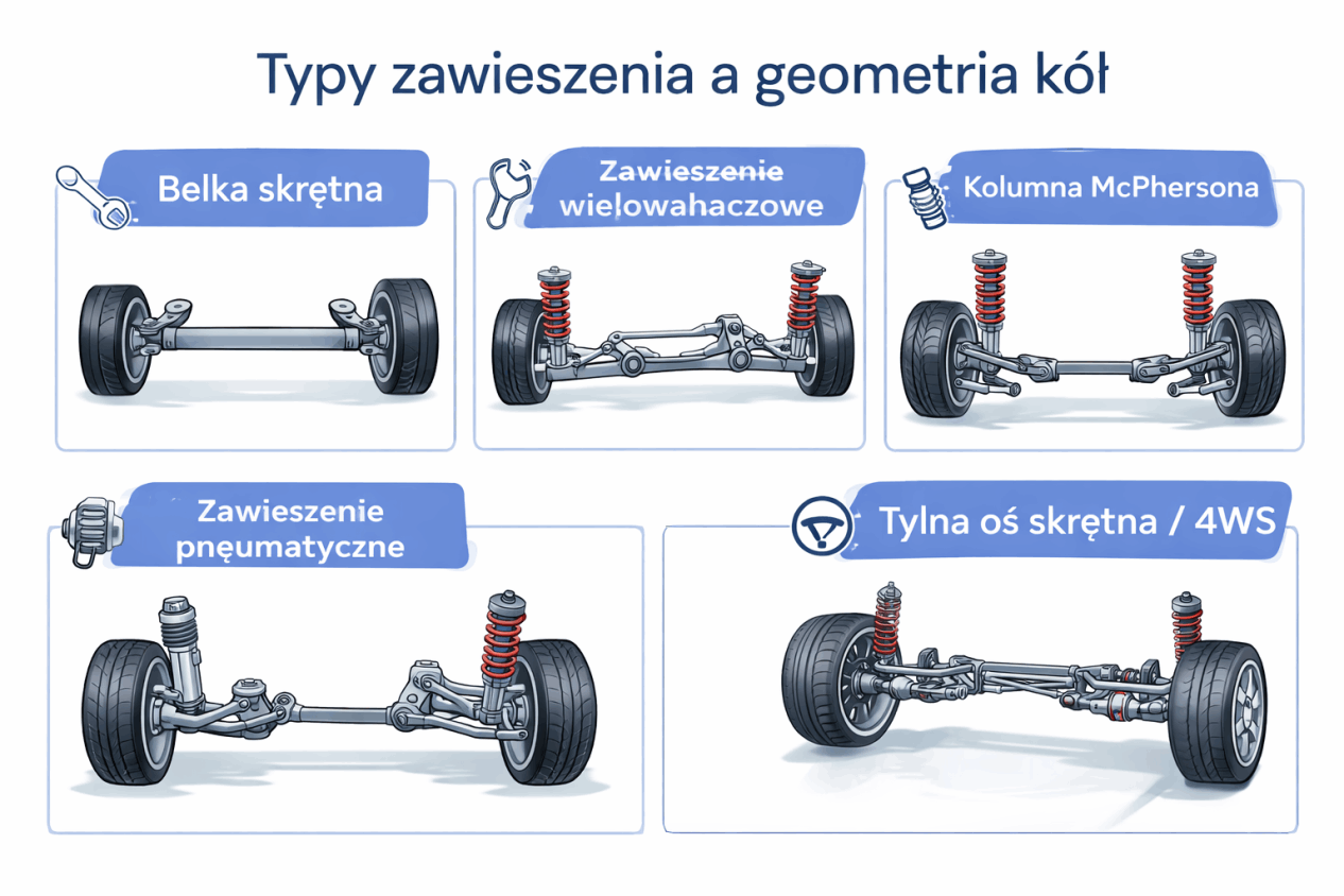 Typy zawieszenia w samochodzie a geometria kół